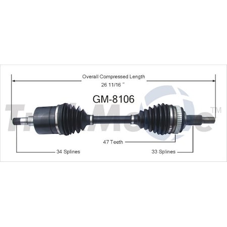Surtrack Axle Cv Axle Shaft, Gm-8106 GM-8106